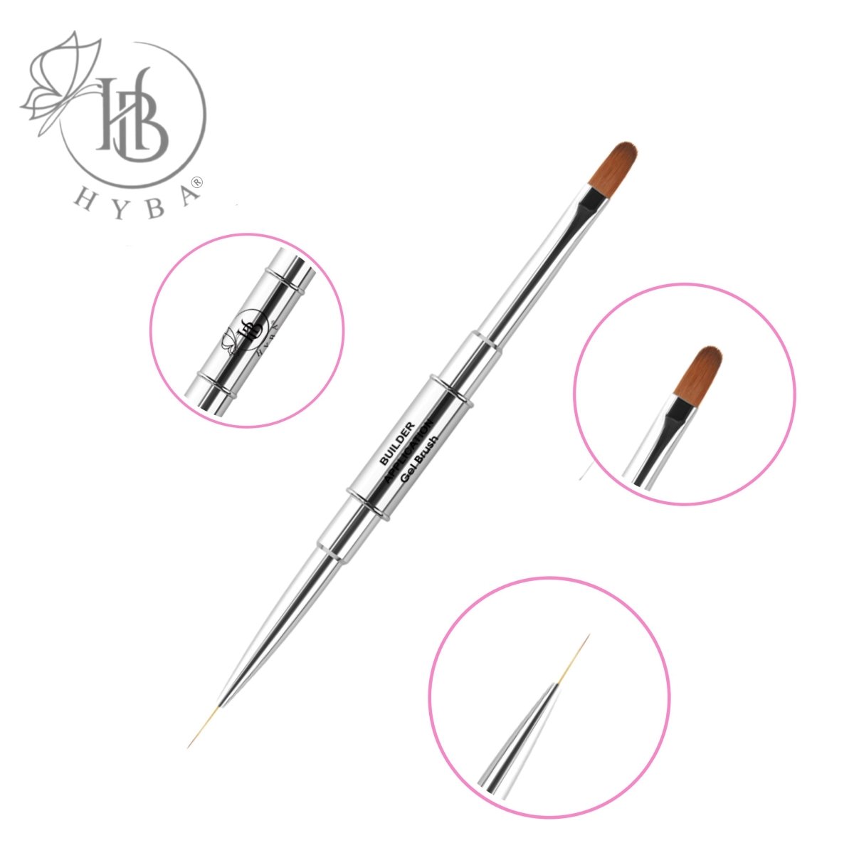 BUILDER GEL - Rounded Dual Brush and Liner (SILVER) #17