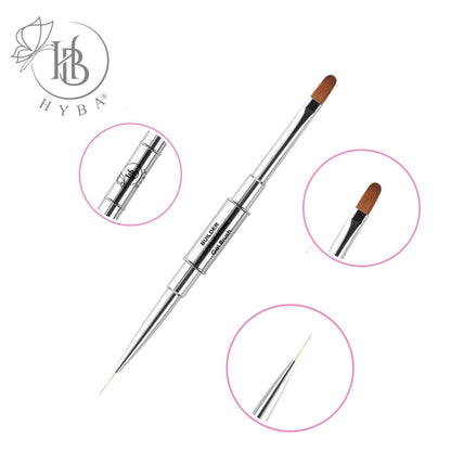 BUILDER GEL - Rounded Dual Brush and Liner (SILVER) #17