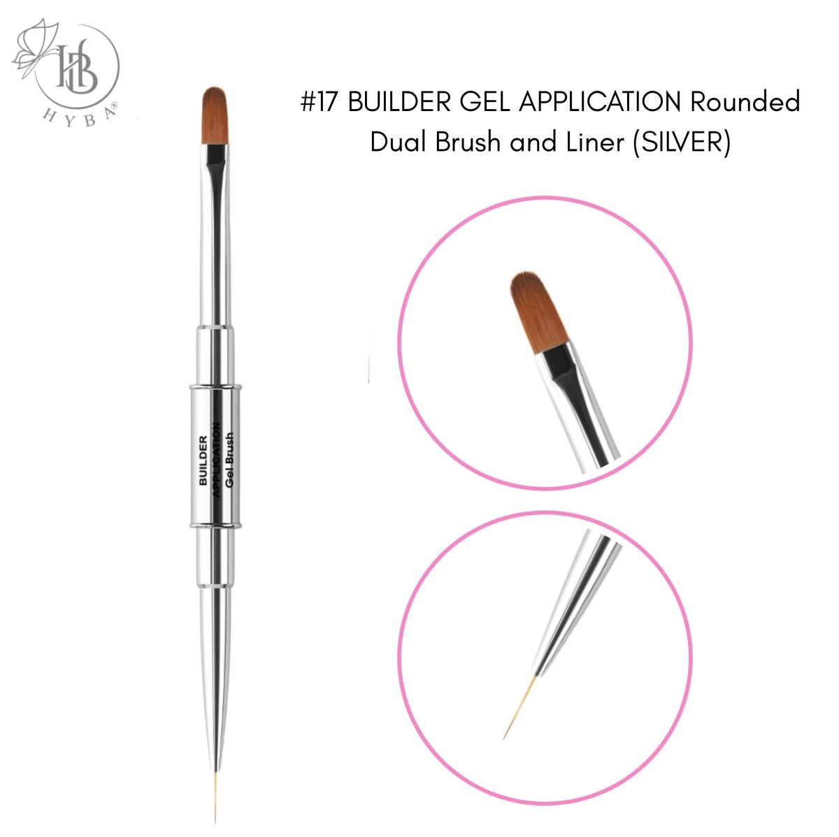 BUILDER GEL - Rounded Dual Brush and Liner (SILVER) #17