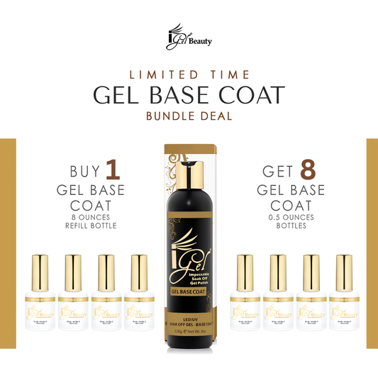 REFILL BUNDLE - IGEL GEL BASE COAT - 8OZ. + 8 BOTTLES 0.5OZ. FREE