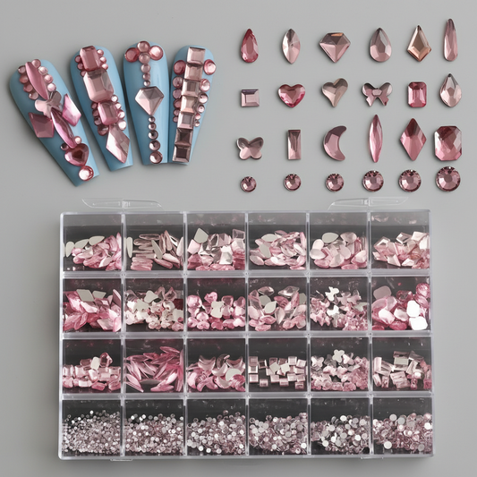 LUXURY CRYSTAL RHINESTONE 24-GRID - PINK