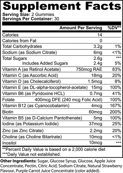 Daily Essential Multivitamin Gummies for Adults – Strawberry Flavor – Immune, Energy & Wellness Support – 60 Gummies
