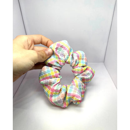 Mini Pastel Plaid Easter Bullet Scrunchie