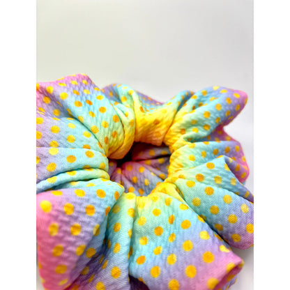 Gold Dot Ombre Rainbow Bullet Scrunchie