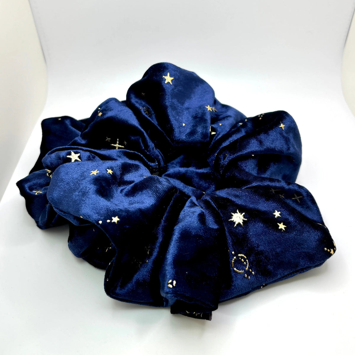 Celestial Star Navy Crushed Velvet Scrunchie