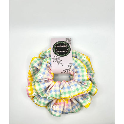 Spring Gingham Flower Mommy & Me Scrunchie Set