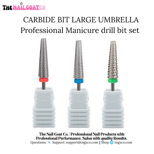 TheNailGoatCo Umbrella Top Bit Collection – Professional Nail Drill Bits (3/32" Shank)