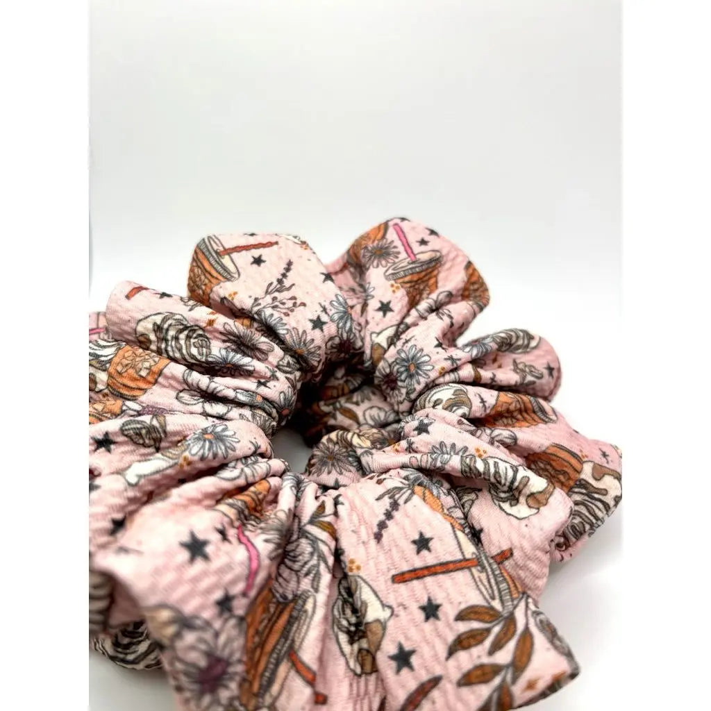 Floral Iced Coffee Bullet Scrunchie