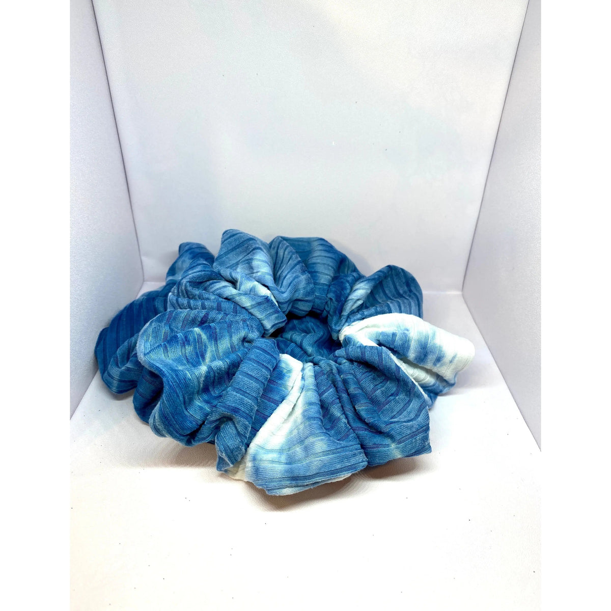 Dark Blue Tie Dye Ribbed Scrunchie