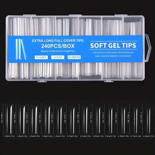 NO C-CURVE CLEAR SOFT GEL TIP 240PCS - XXL STRAIGHT