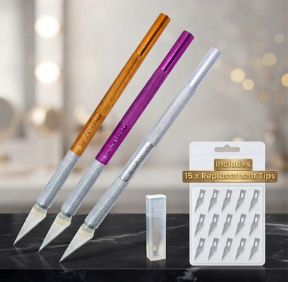 Universal Exacto Cuticle Cutting Knife Tool - 3pcs (Gold, Silver, Fuchsia Pink) #32