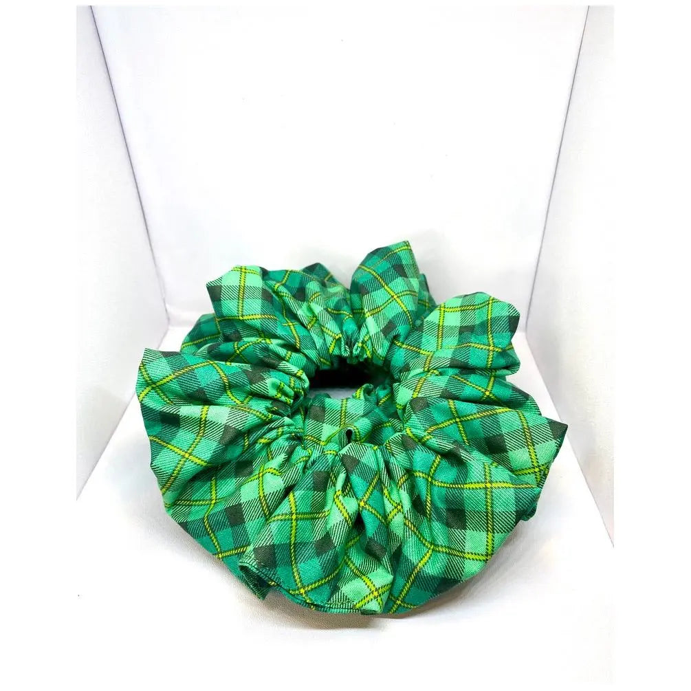 Green Plaid St Patrick's Scrunchie