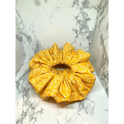 Yellow Pumpkin Fall Scrunchie