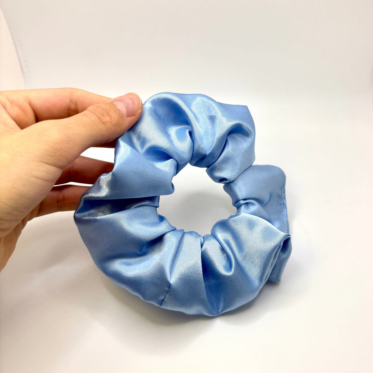 Mini Light Blue Silk Scrunchie