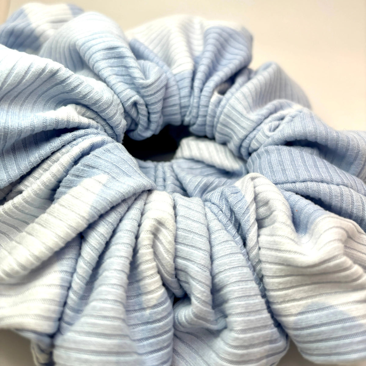 Light Blue Tie Dye Ribbed Scrunchie