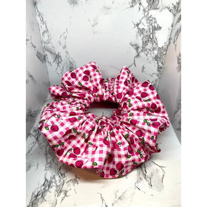 Cherry Gingham Summer Scrunchie