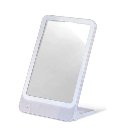 3 Colors Light Modes Lighted Makeup Mirror Folding Travel USB Rechargeable Touch Screen Tabletop Portable Travel Vanity Mirror
