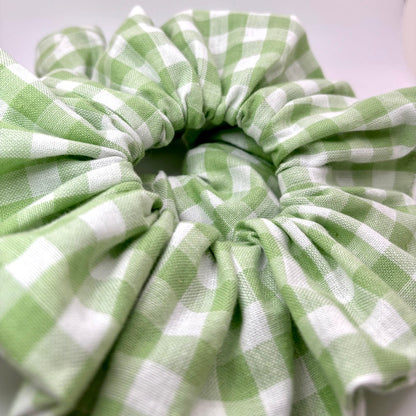 Light Green Gingham Spring Scrunchie