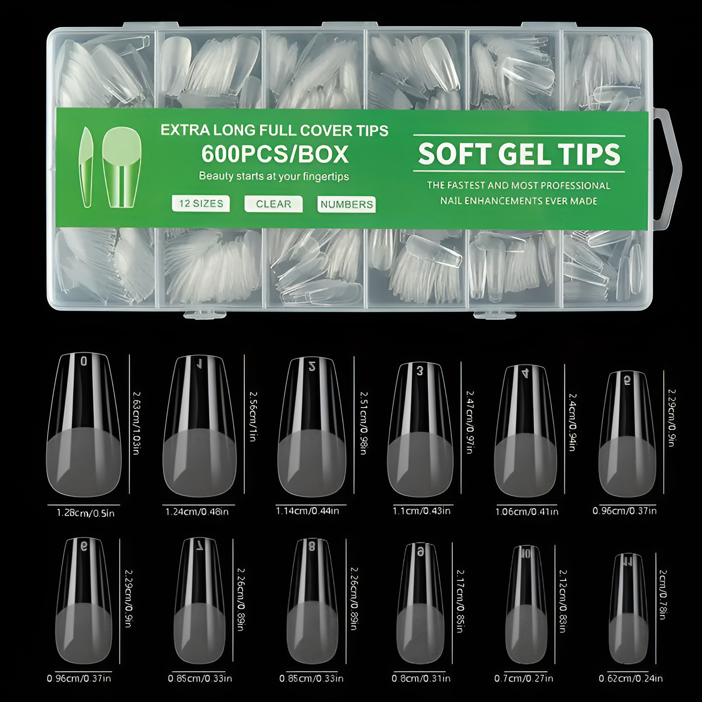 GEL-X CLEAR SOFT GEL TIP 600PCS - MEDIUM COFFIN