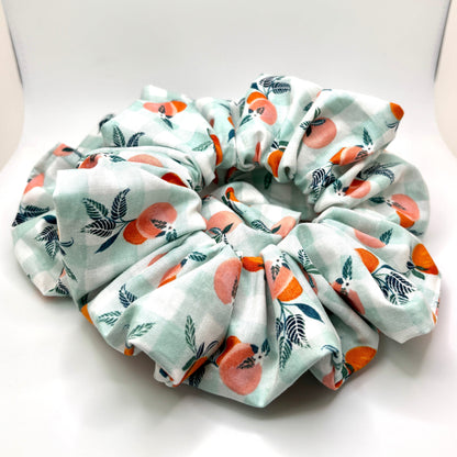 Peach Gingham Summer Scrunchie