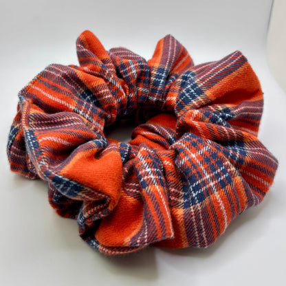 Orange & Navy Fall Plaid Scrunchie