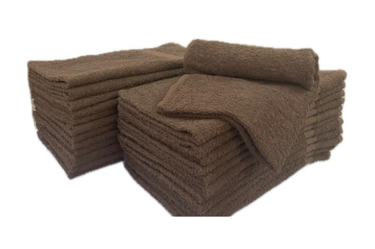 DARK BROWN PREMIUM 100% COTTON TOWELS 16X27 - 12PCS/BAG
