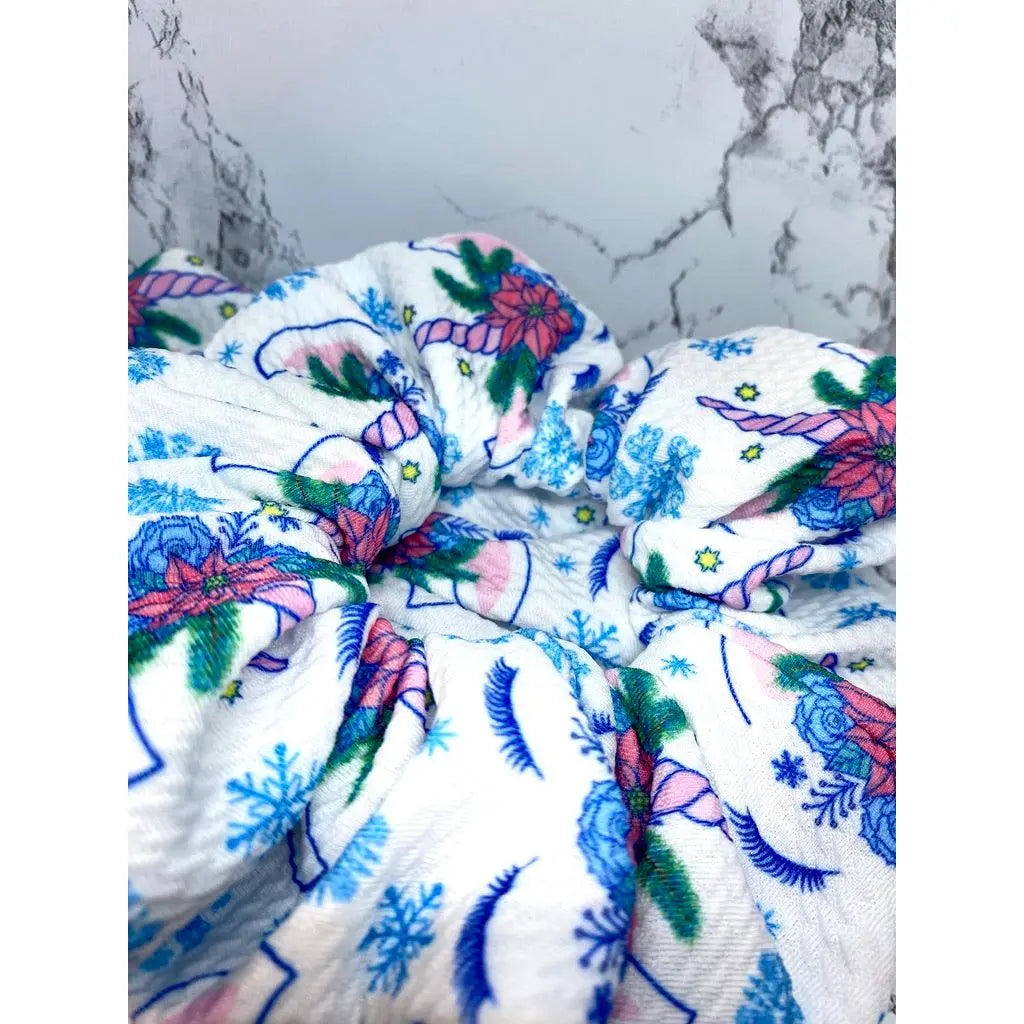 Snowflake Unicorn Winter Scrunchie