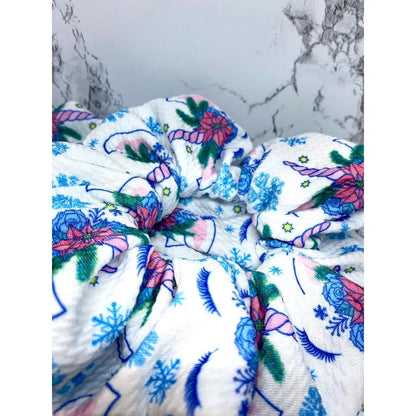 Snowflake Unicorn Winter Scrunchie