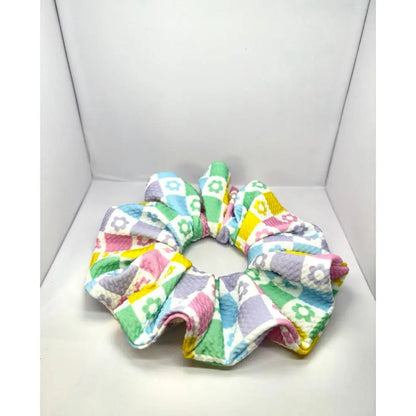 Floral Checkered Spring Bullet Scrunchie