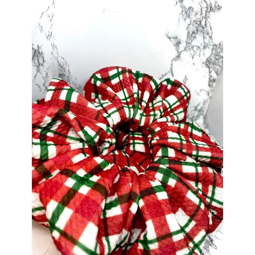 Red Plaid Christmas Bullet Scrunchie