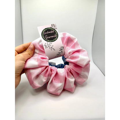Pink & Blue Gingham Scrunchie Set