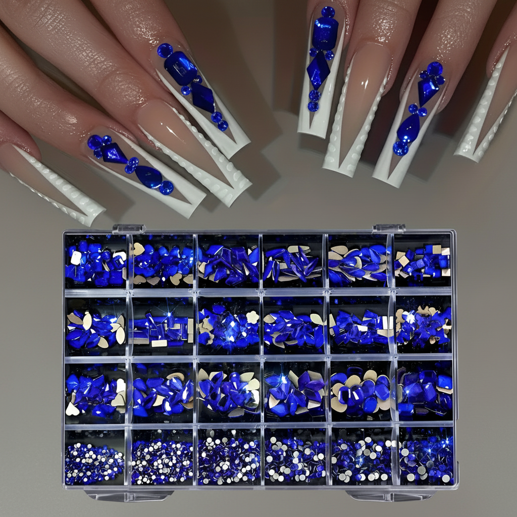 LUXURY CRYSTAL RHINESTONE 24-GRID - ROYAL BLUE