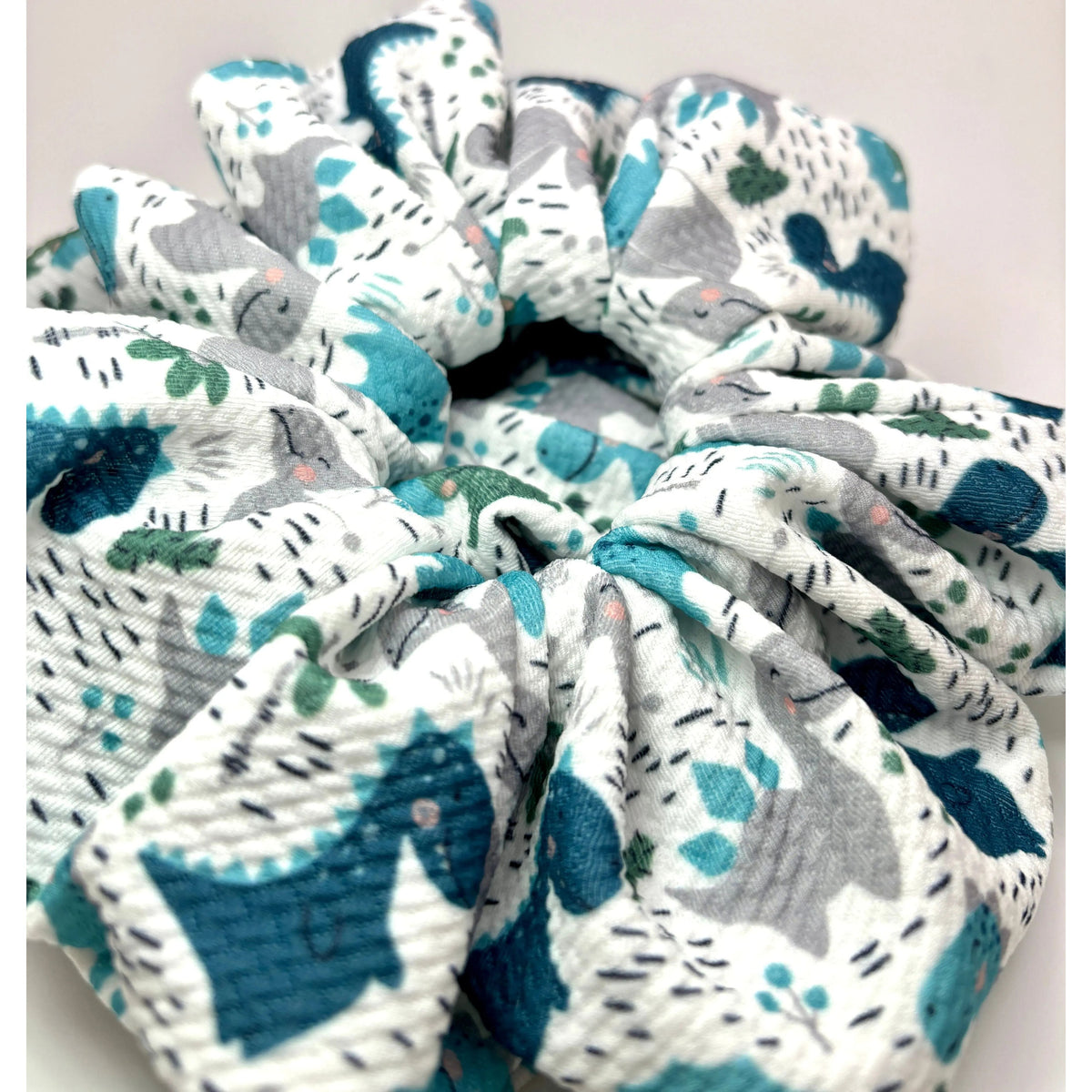 Blue Dino Bullet Scrunchie