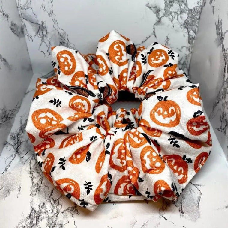 Hat Pumpkin Fall Scrunchie