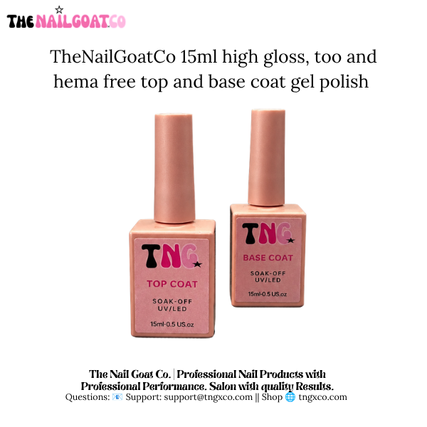 15ml HEMA/TPO-Free High Gloss Top & Base Coat Gel | thenailgoatco