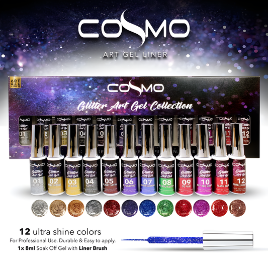 COSMO GLITTER GEL ART DESIGN (12-COLOR/SET)