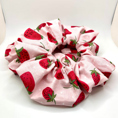 Pink Strawberry Summer Scrunchie