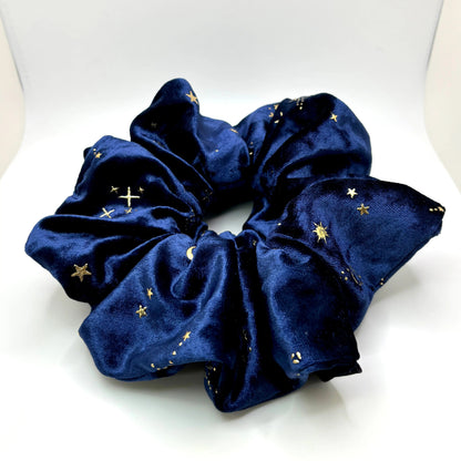 Celestial Star Navy Crushed Velvet Scrunchie