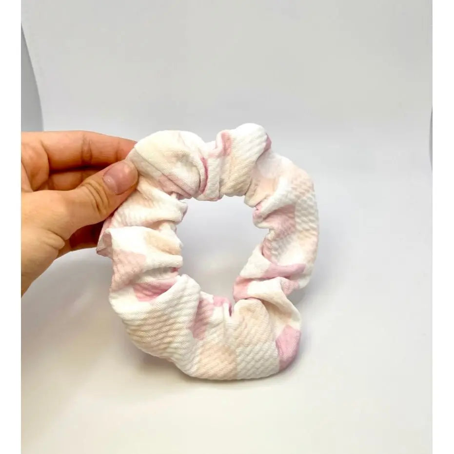 Mini Pink Checkered Bullet Scrunchie