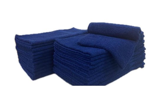DARK BLUE PREMIUM 100% COTTON TOWELS 16X27 - 12PCS/BAG