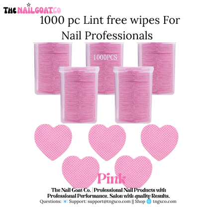 TheNailGoatCo 1000PC Heart-Shaped Lint-Free Nail Wipes for Nail Professionals