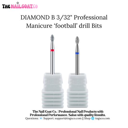 TheNailGoatCo Diamond Football Bit – Professional Nail Drill Bits (3/32" Shank)