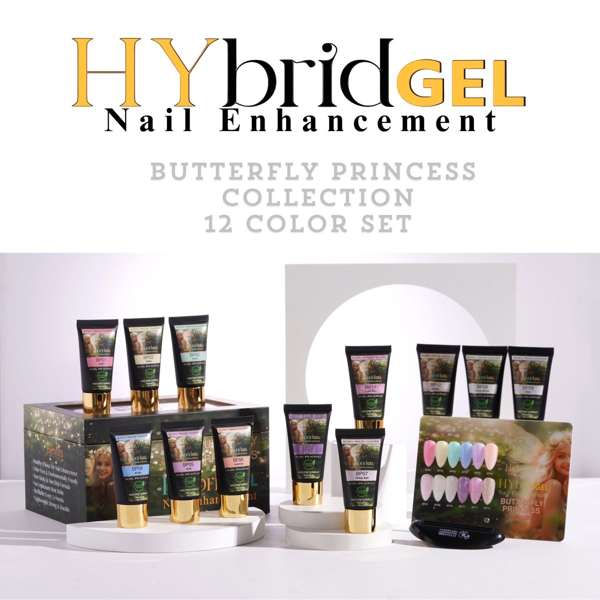 #7 BUTTERFLY PRINCESS HyGEL® Box Set - (Includes: 12 x HyGEL (30ml Each), 1 x Gel Squeezer, 1 x Color Chart)