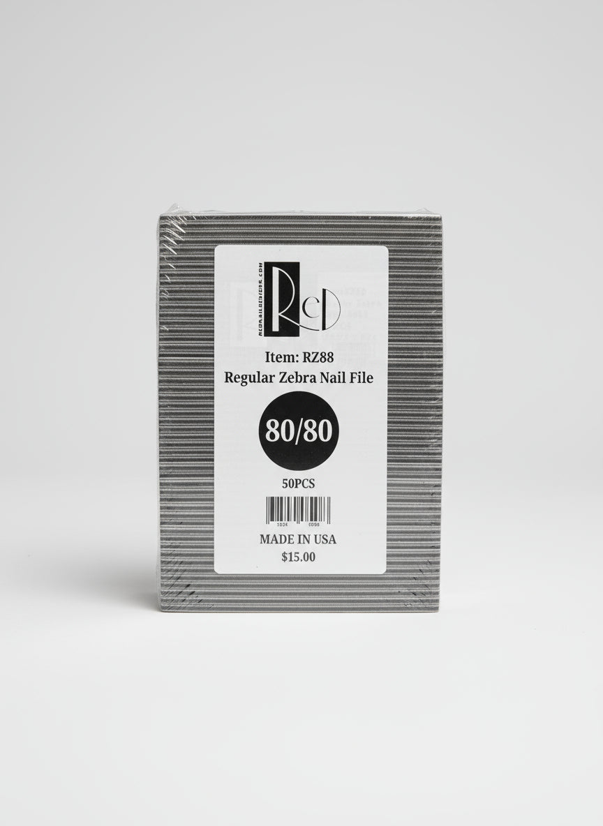 RED NAIL DESIGN REGULAR NAIL FILE - ZEBRA 80/80 (50PCS/PACK)