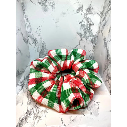 Square Plaid Christmas Bullet Scrunchie