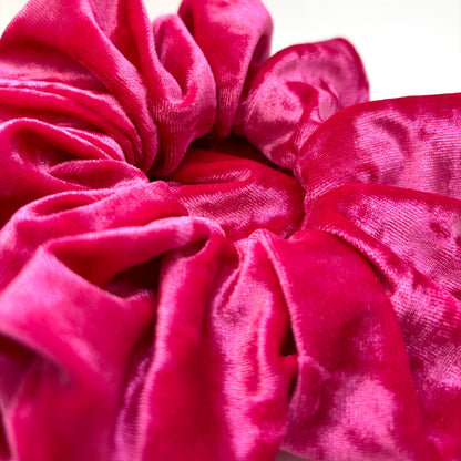Bright Pink Crushed Velvet Scrunchie