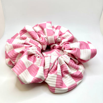 Pink Checkered Summer Scrunchie