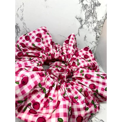 Cherry Gingham Summer Scrunchie