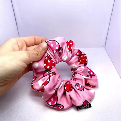 Mini Pink Candy Valentine's Day Scrunchie
