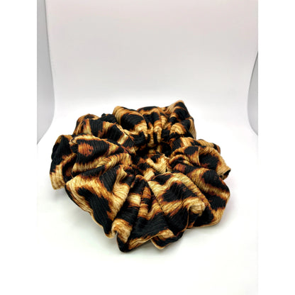 Brown Cheetah Ribbed Scrunchie
